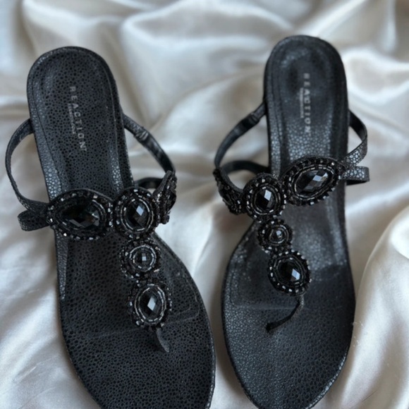 Kenneth Cole Black Embellished Heels - Picture 1 of 6